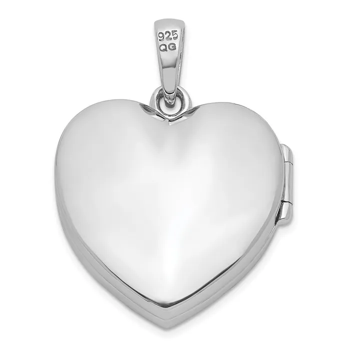 Rings TreasureFineJewelers Sterling Silver Rhodiumplated CZ 23mm Heart Locket