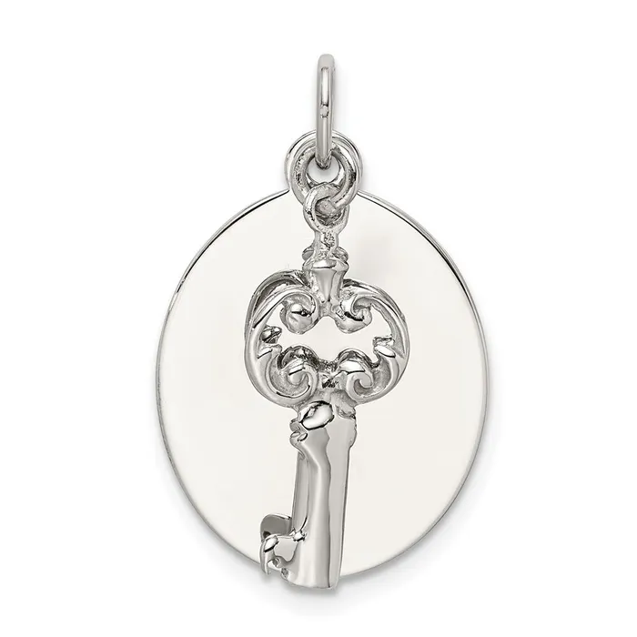 Rings TreasureFineJewelers Sterling Silver Rhodiumplated key Charm