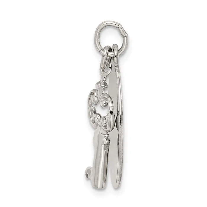 Rings TreasureFineJewelers Sterling Silver Rhodiumplated key Charm