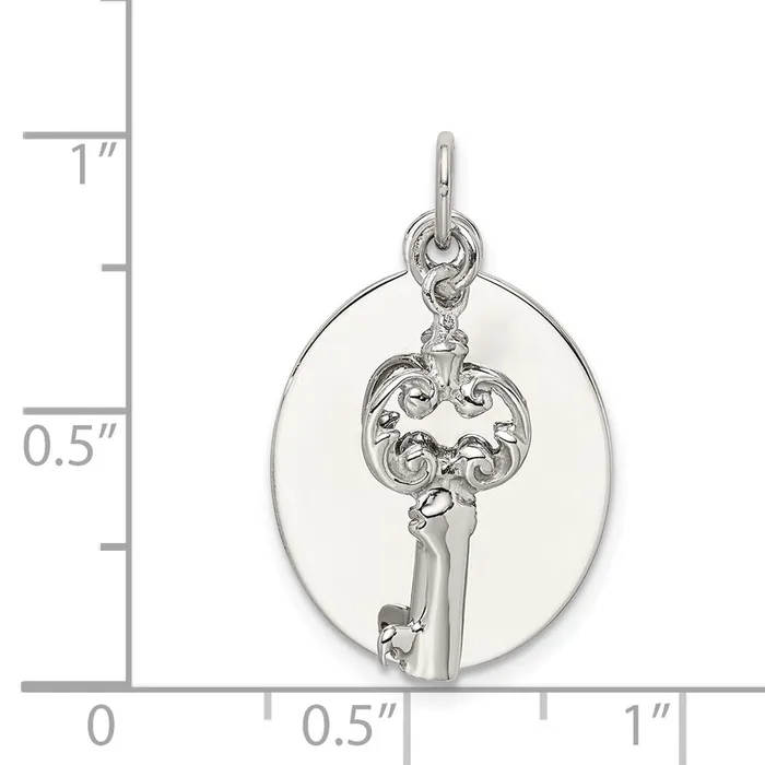 Rings TreasureFineJewelers Sterling Silver Rhodiumplated key Charm
