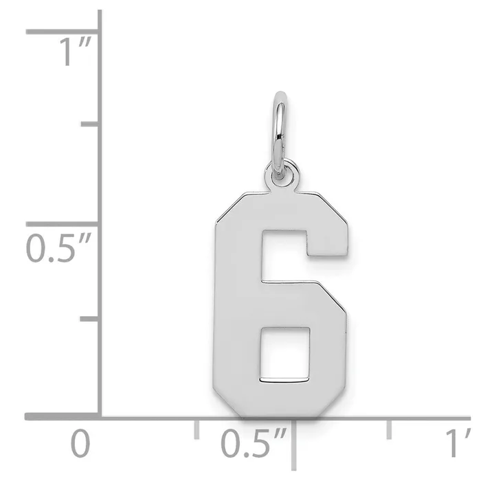 Rings TreasureFineJewelers Sterling SilverRhodiumplated Polished Number 6 Charm