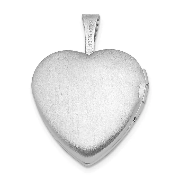 Rings TreasureFineJewelers Sterling Silver Rhodiumplated Satin DC Diamond Star Heart Locket