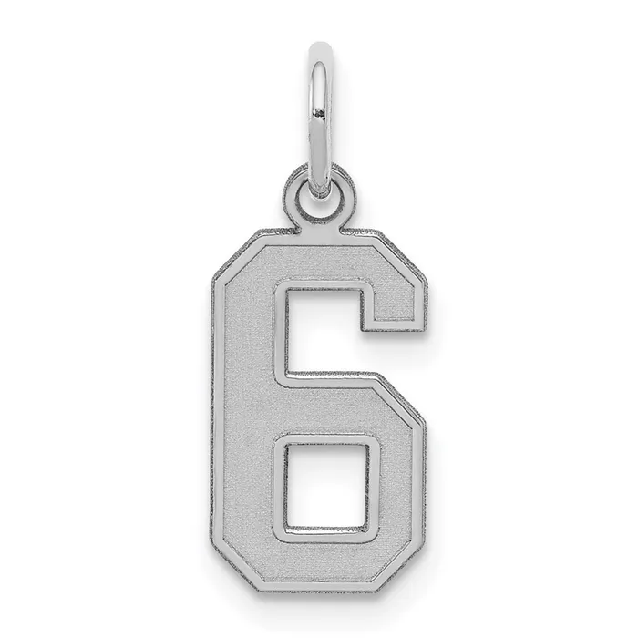 Rings TreasureFineJewelers Sterling SilverRhodiumplated Satin Number 6 Charm Rings TreasureFineJewelers Sterling SilverRhodiumplated Satin Number 6 Charm