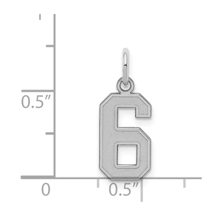 Rings TreasureFineJewelers Sterling SilverRhodiumplated Satin Number 6 Charm