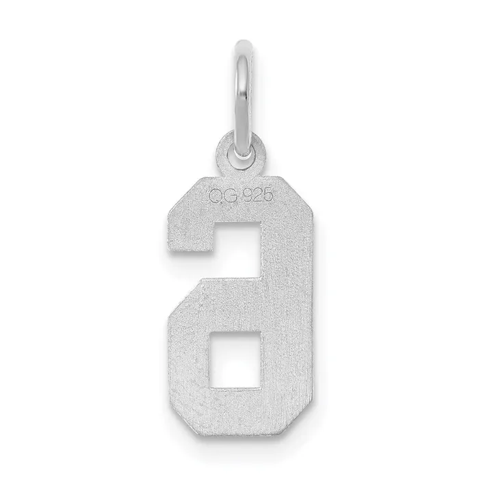 Rings TreasureFineJewelers Sterling SilverRhodiumplated Satin Number 6 Charm