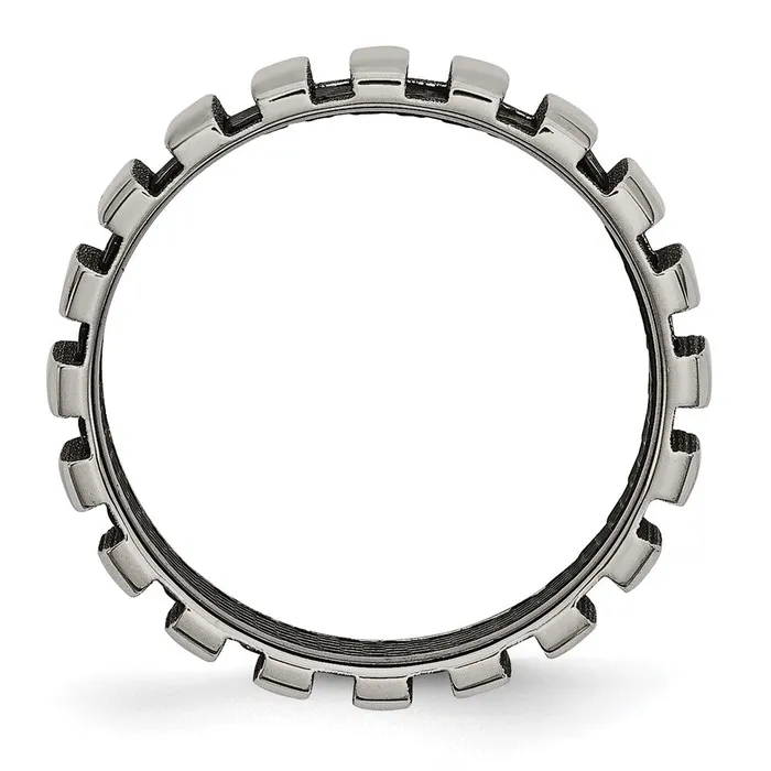Rings TreasureFineJewelers Titanium Polished wBlack IPplated Wire 6mm Band