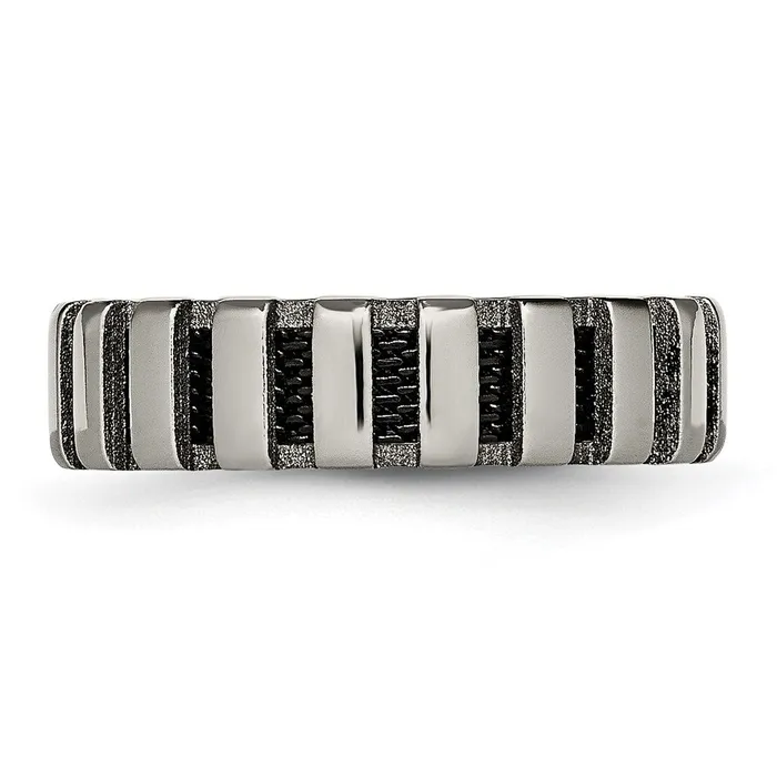 Rings TreasureFineJewelers Titanium Polished wBlack IPplated Wire 6mm Band