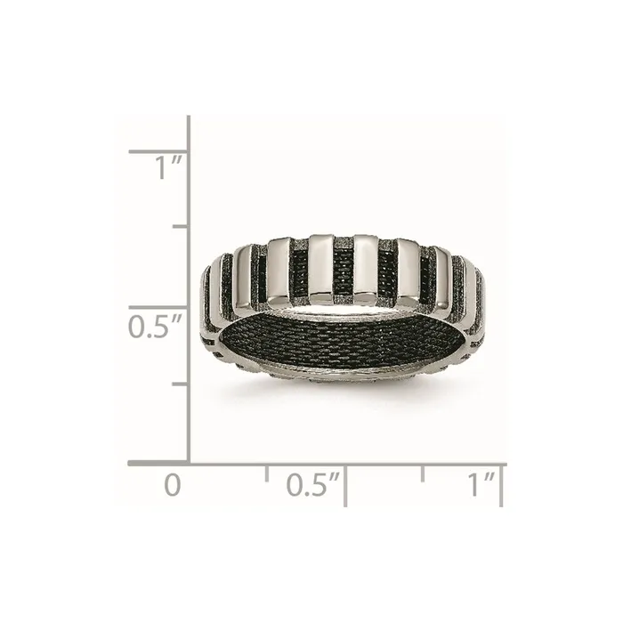 Rings TreasureFineJewelers Titanium Polished wBlack IPplated Wire 6mm Band