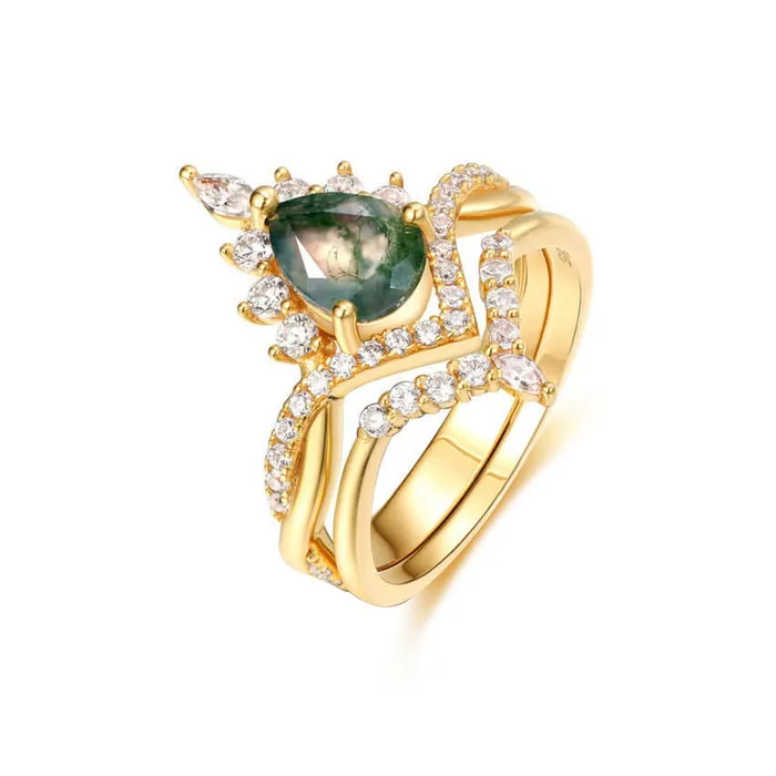 Rings Trendolla Jewelry 925 Sterling Silver Crown Green Moss Agate Engagement Ring Rings Trendolla Jewelry 925 Sterling Silver Crown Green Moss Agate Engagement Ring