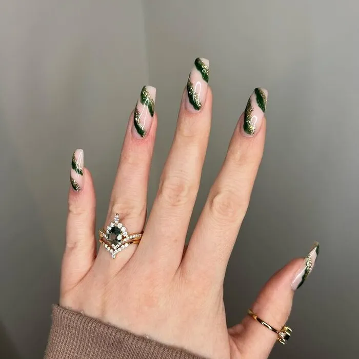 Rings Trendolla Jewelry 925 Sterling Silver Crown Green Moss Agate Engagement Ring