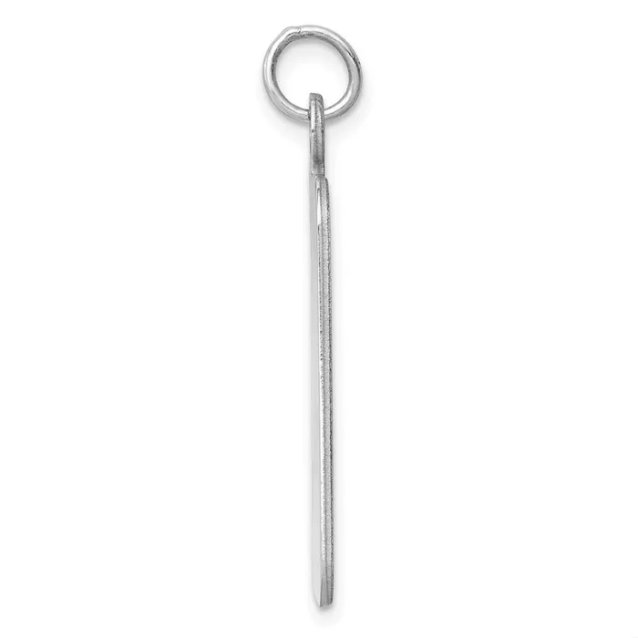 SS Rhplt Engraveable Rectangle Polished FrontSatin Back Disc Charm TreasureFineJewelers Charm Necklaces