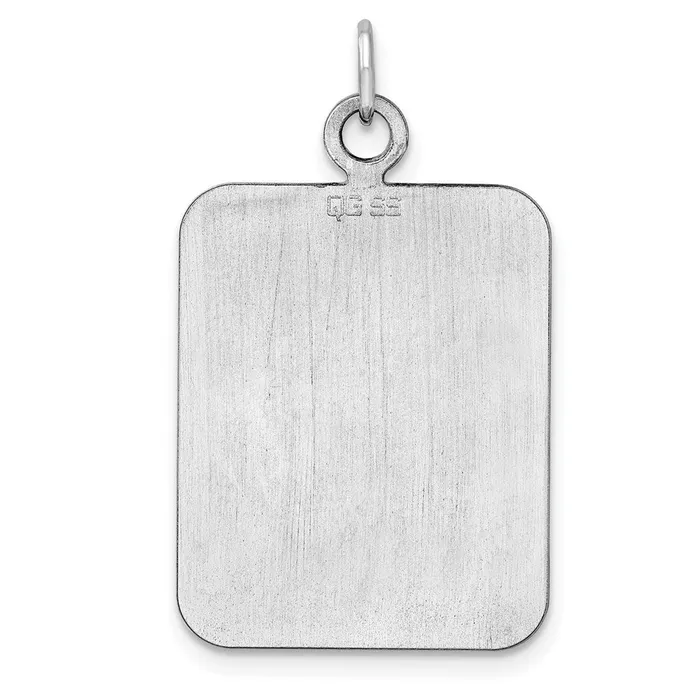 SS Rhplt Engraveable Rectangle Polished FrontSatin Back Disc Charm TreasureFineJewelers Charm Necklaces