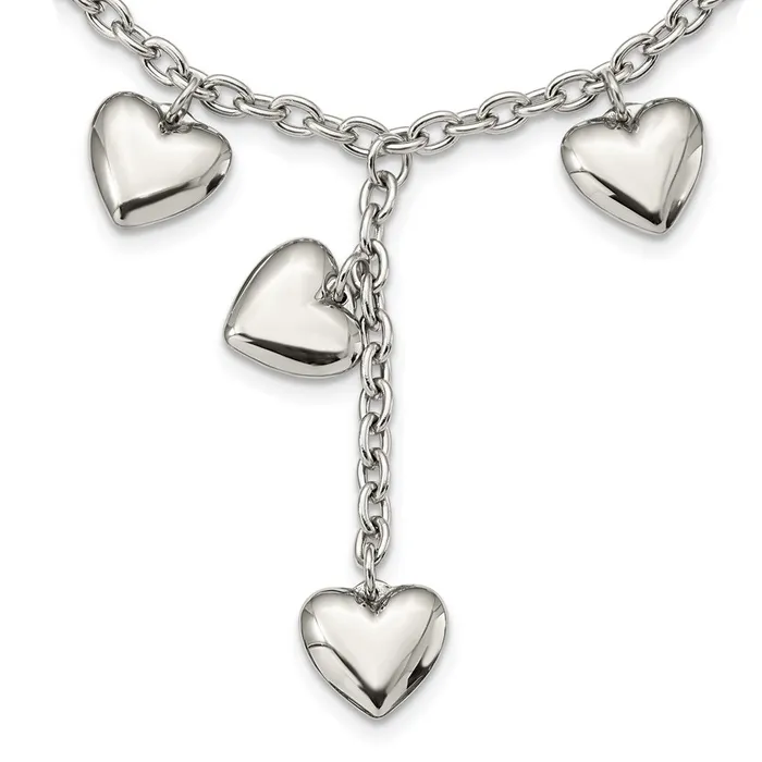 Stainless Steel 18in Polished Hearts Y Necklace TreasureFineJewelers Necklaces Stainless Steel 18in Polished Hearts Y Necklace TreasureFineJewelers Necklaces