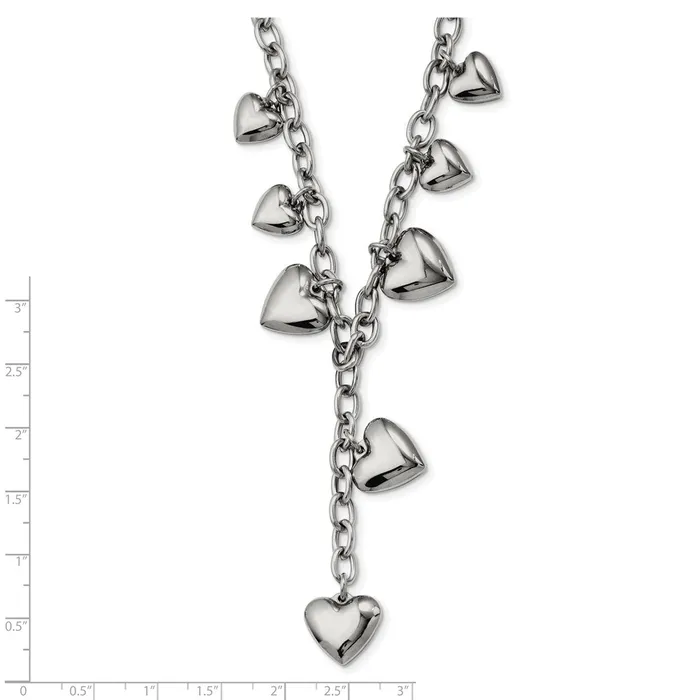 Stainless Steel 18in Polished Hearts Y Necklace TreasureFineJewelers Necklaces