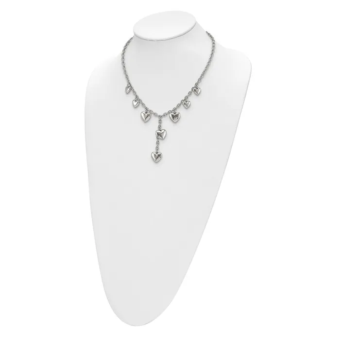Stainless Steel 18in Polished Hearts Y Necklace TreasureFineJewelers Necklaces