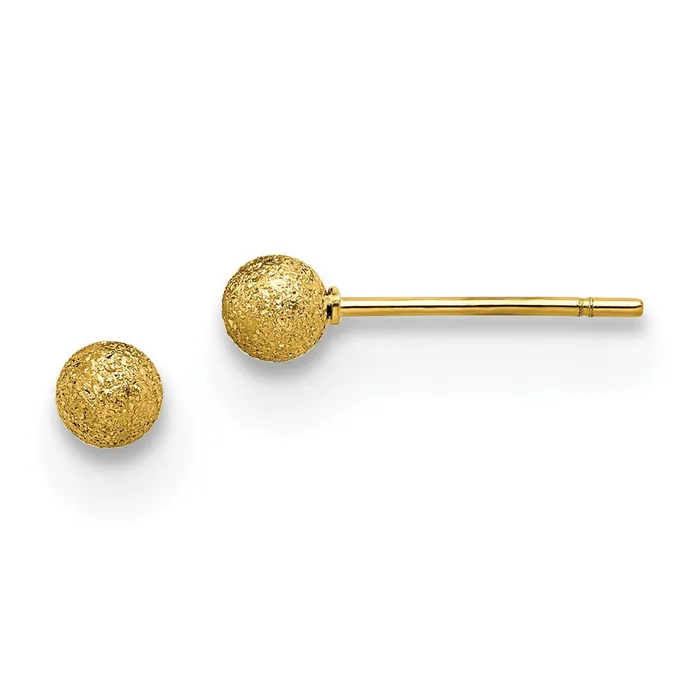 Stainless Steel Polished Laser cut Yellow IPplated 4mm Ball Post Earrings TreasureFineJewelers Earrings Stainless Steel Polished Laser cut Yellow IPplated 4mm Ball Post Earrings TreasureFineJewelers Earrings