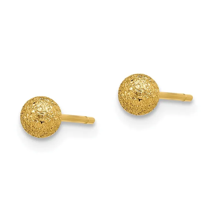Stainless Steel Polished Laser cut Yellow IPplated 4mm Ball Post Earrings TreasureFineJewelers Earrings