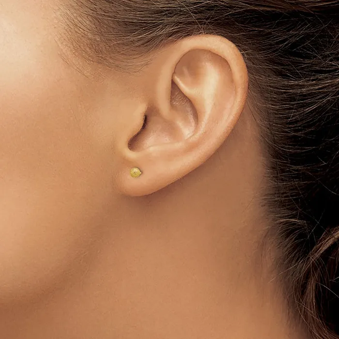 Stainless Steel Polished Laser cut Yellow IPplated 4mm Ball Post Earrings TreasureFineJewelers Earrings