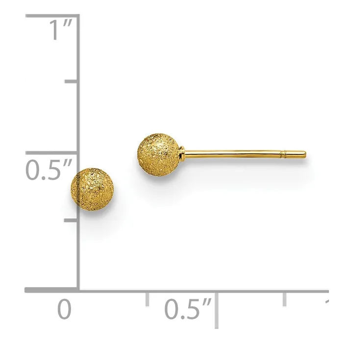Stainless Steel Polished Laser cut Yellow IPplated 4mm Ball Post Earrings TreasureFineJewelers Earrings