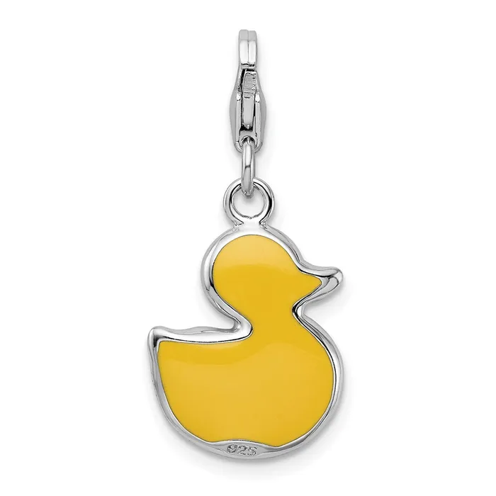 Sterling Silver Amore La Vita Rhodiumplated Enameled 3D Duck Charm TreasureFineJewelers Rings