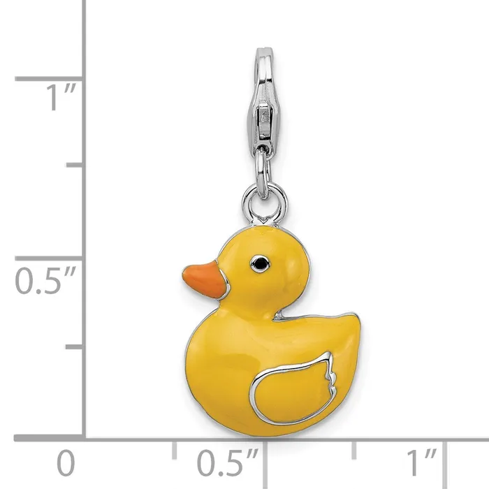 Sterling Silver Amore La Vita Rhodiumplated Enameled 3D Duck Charm TreasureFineJewelers Rings