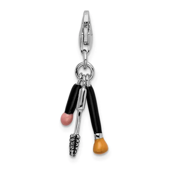 Sterling Silver Amore La Vita Rhodiumplated Enameled Makeup Charm TreasureFineJewelers Rings