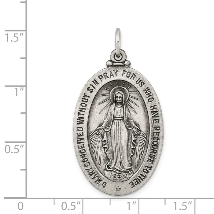 Sterling Silver Antiqued Miraculous Medal TreasureFineJewelers Rings