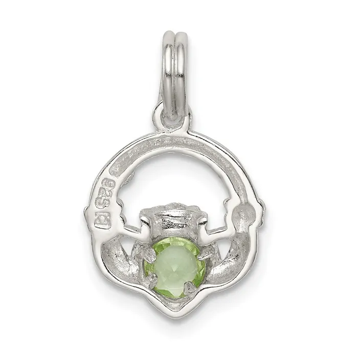Sterling Silver Claddagh with Green CZ Charm TreasureFineJewelers Rings