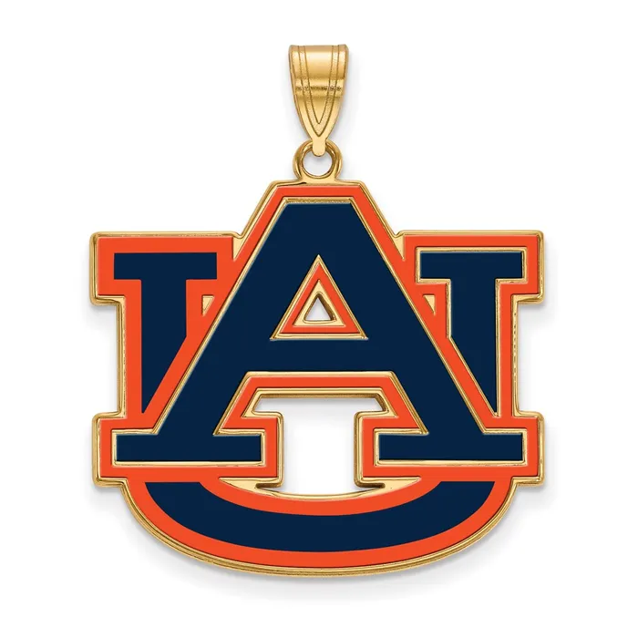 Sterling Silver Goldplated Auburn University AU Extra Large Enameled Pendant TreasureFineJewelers Necklaces Sterling Silver Goldplated Auburn University AU Extra Large Enameled Pendant TreasureFineJewelers Necklaces