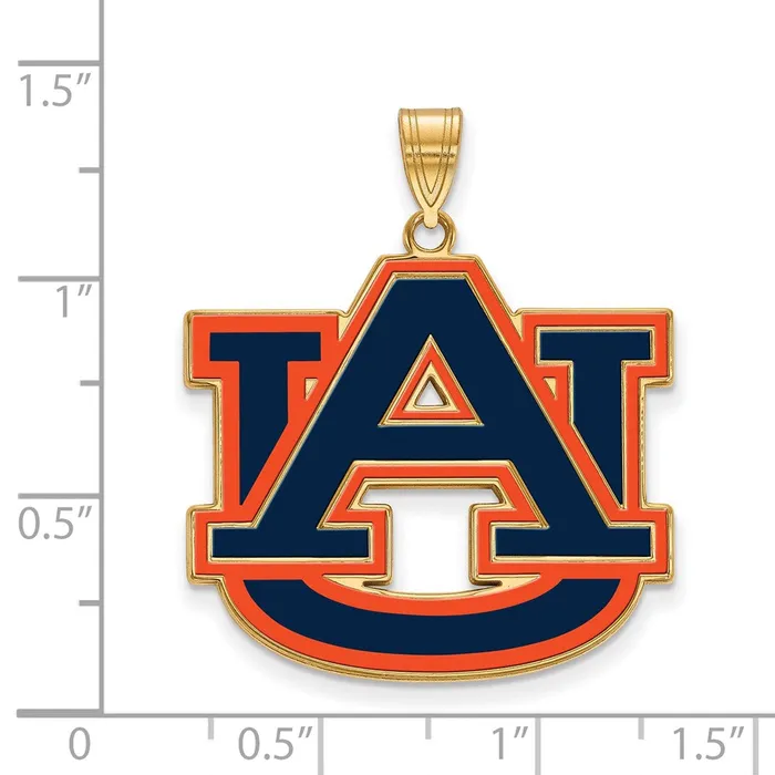 Sterling Silver Goldplated Auburn University AU Extra Large Enameled Pendant TreasureFineJewelers Necklaces
