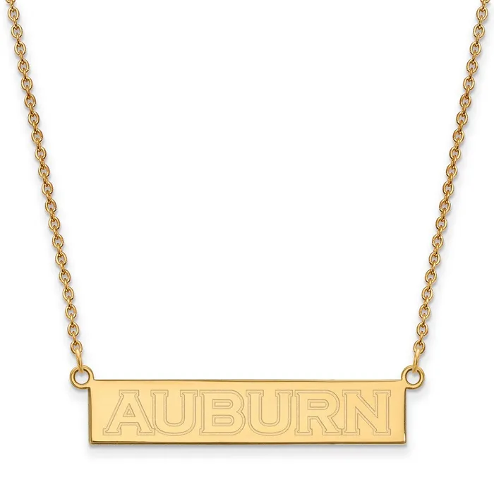 Sterling Silver Goldplated Auburn University Small Bar 18 inch Necklace TreasureFineJewelers Necklaces Sterling Silver Goldplated Auburn University Small Bar 18 inch Necklace TreasureFineJewelers Necklaces
