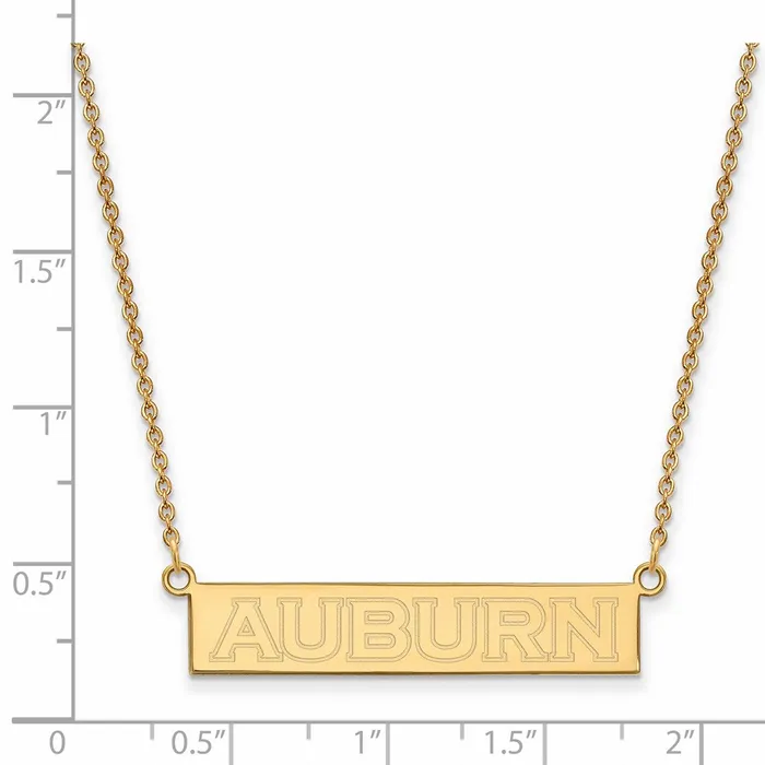 Sterling Silver Goldplated Auburn University Small Bar 18 inch Necklace TreasureFineJewelers Necklaces