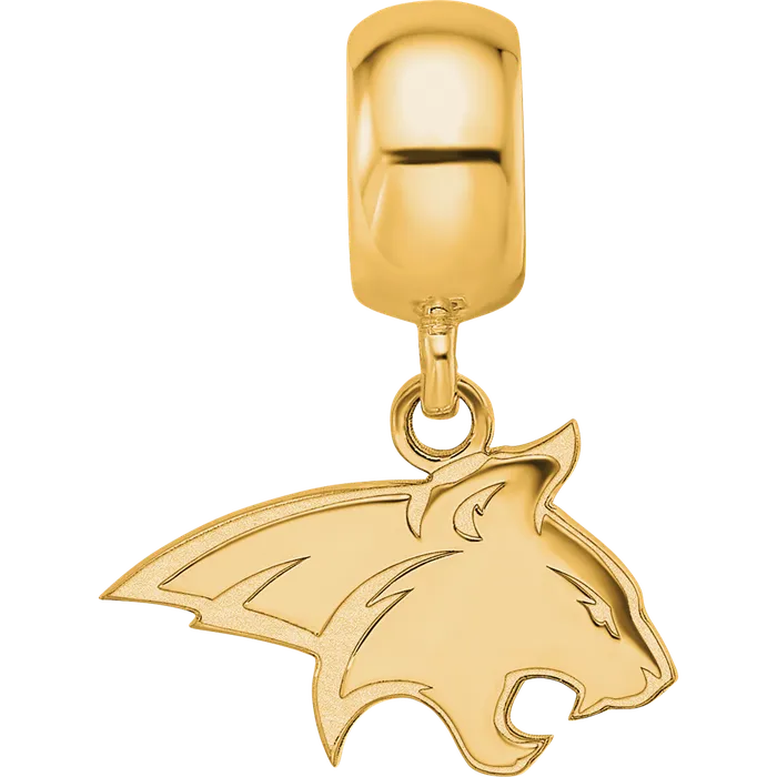 Sterling Silver Goldplated LogoArt Montana State University Bobcat Small Dangle Bead Charm TreasureFineJewelers Rings