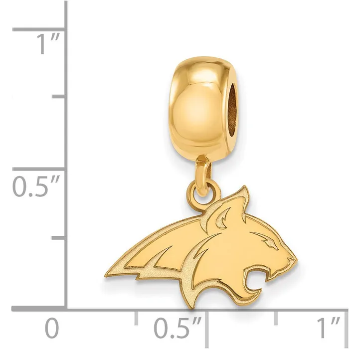 Sterling Silver Goldplated LogoArt Montana State University Bobcat Small Dangle Bead Charm TreasureFineJewelers Rings