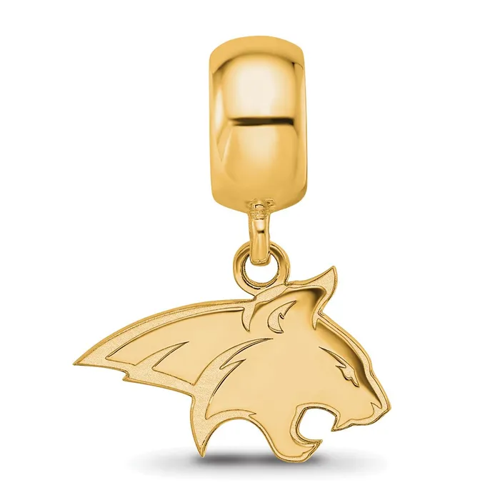 Sterling Silver Goldplated LogoArt Montana State University Bobcat Small Dangle Bead Charm TreasureFineJewelers Rings
