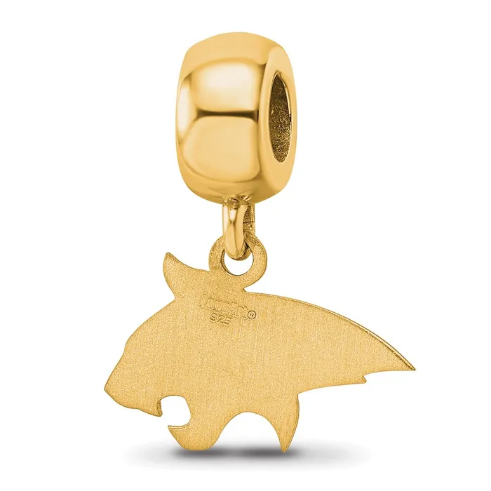 Sterling Silver Goldplated LogoArt Montana State University Bobcat Small Dangle Bead Charm TreasureFineJewelers Rings