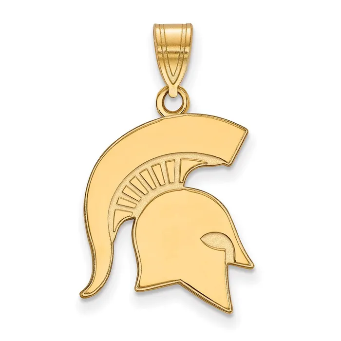 Sterling Silver Goldplated Michigan State University Spartan Large Pendant TreasureFineJewelers Necklaces Sterling Silver Goldplated Michigan State University Spartan Large Pendant TreasureFineJewelers Necklaces