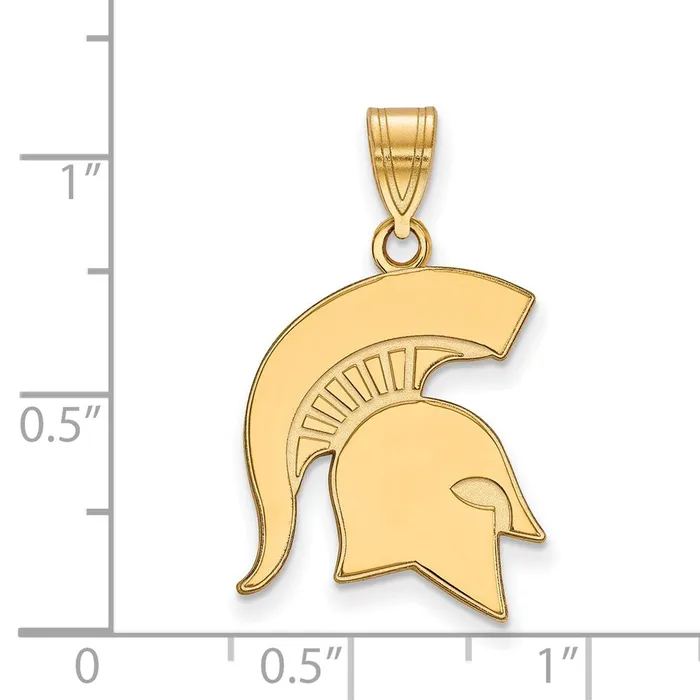 Sterling Silver Goldplated Michigan State University Spartan Large Pendant TreasureFineJewelers Necklaces