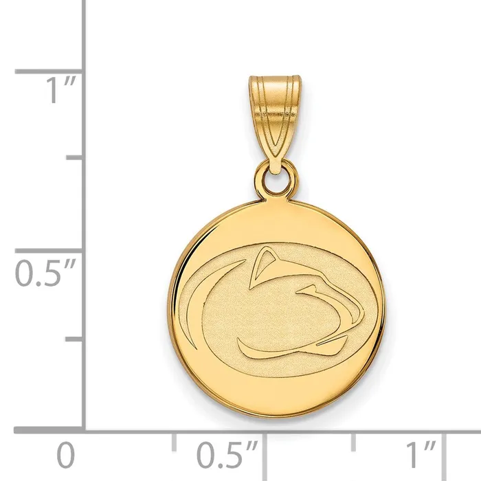 Sterling Silver Goldplated Penn State University Lion Medium Disc Pendant TreasureFineJewelers Necklaces