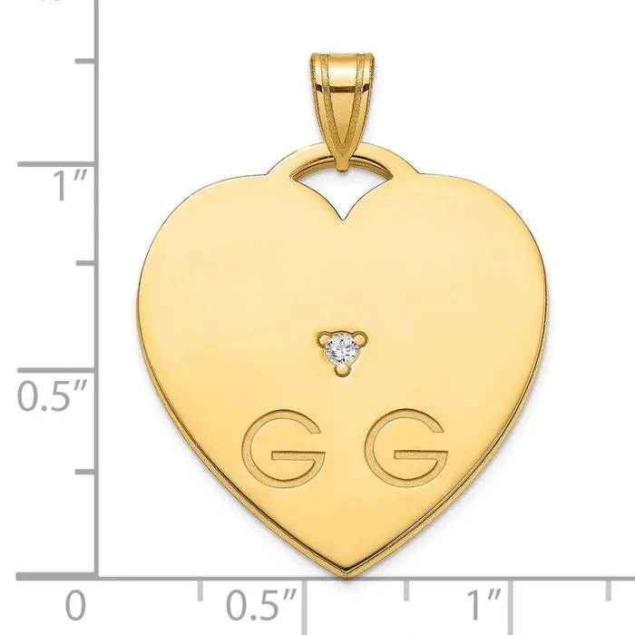 Sterling Silver Gold Plated Polished 2 Letter Charm with Diamond TreasureFineJewelers Rings