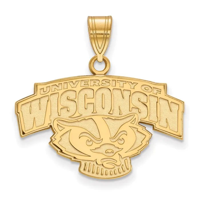 Sterling Silver Goldplated University of Wisconsin Medium Pendant TreasureFineJewelers Necklaces Sterling Silver Goldplated University of Wisconsin Medium Pendant TreasureFineJewelers Necklaces