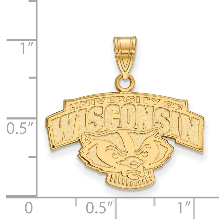 Sterling Silver Goldplated University of Wisconsin Medium Pendant TreasureFineJewelers Necklaces