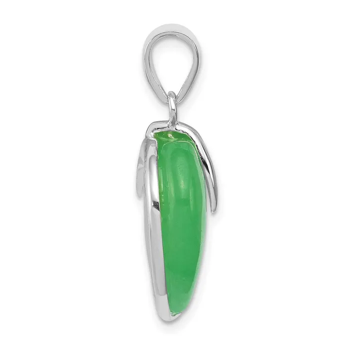 Sterling Silver Green Jade Heart Pendant TreasureFineJewelers Necklaces