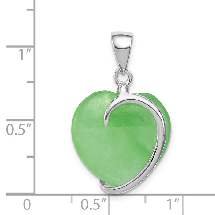 Sterling Silver Green Jade Heart Pendant TreasureFineJewelers Necklaces
