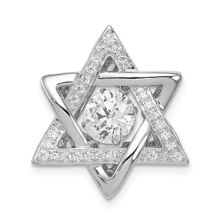 Sterling Silver Platinumplated Polished Vibrant CZ Star of David Pendant TreasureFineJewelers Necklaces