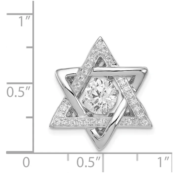 Sterling Silver Platinumplated Polished Vibrant CZ Star of David Pendant TreasureFineJewelers Necklaces