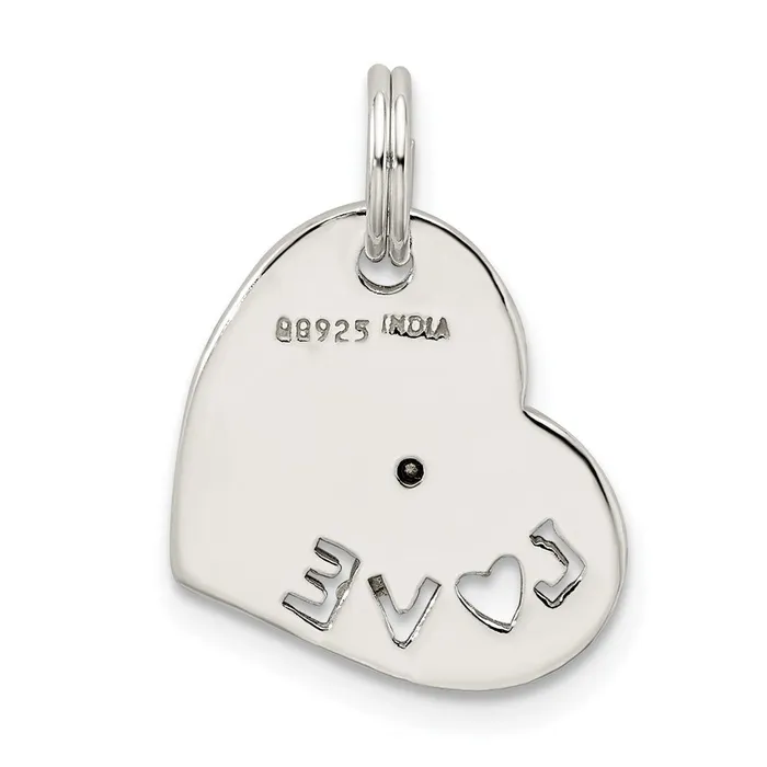 Sterling Silver Polished LOVE CZ Heart Charm TreasureFineJewelers Rings