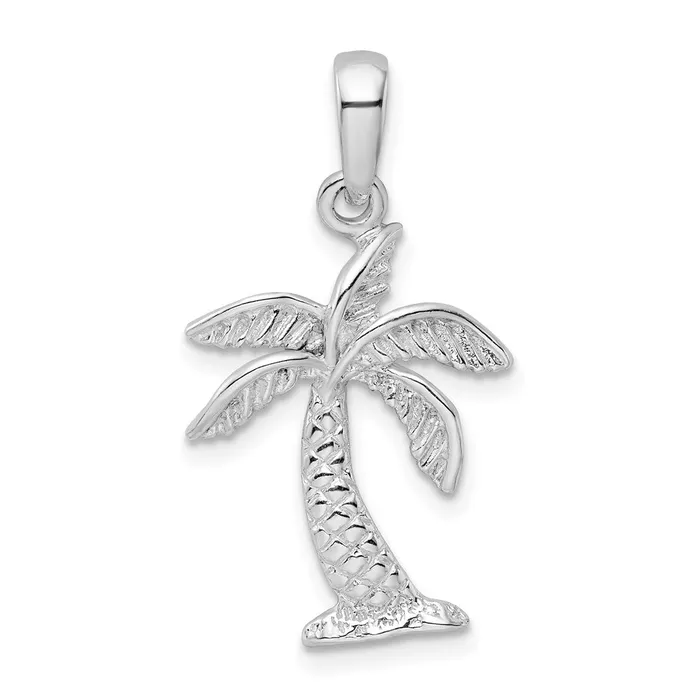 Sterling Silver Polished Palm Tree wTextured Trunk Pendant TreasureFineJewelers Necklaces Sterling Silver Polished Palm Tree wTextured Trunk Pendant TreasureFineJewelers Necklaces