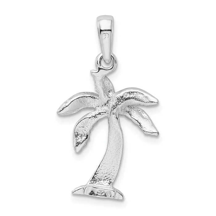 Sterling Silver Polished Palm Tree wTextured Trunk Pendant TreasureFineJewelers Necklaces