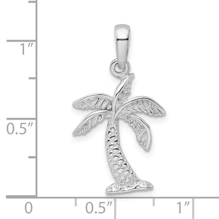 Sterling Silver Polished Palm Tree wTextured Trunk Pendant TreasureFineJewelers Necklaces